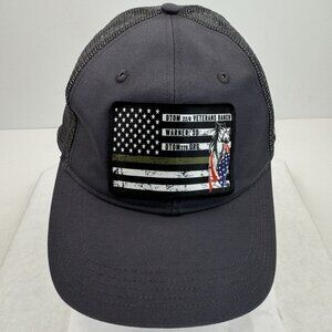 Carhartt Grey Mesh Trucker Hat Snapback Cap DTOM Veterans Ranch Patch Patriotic